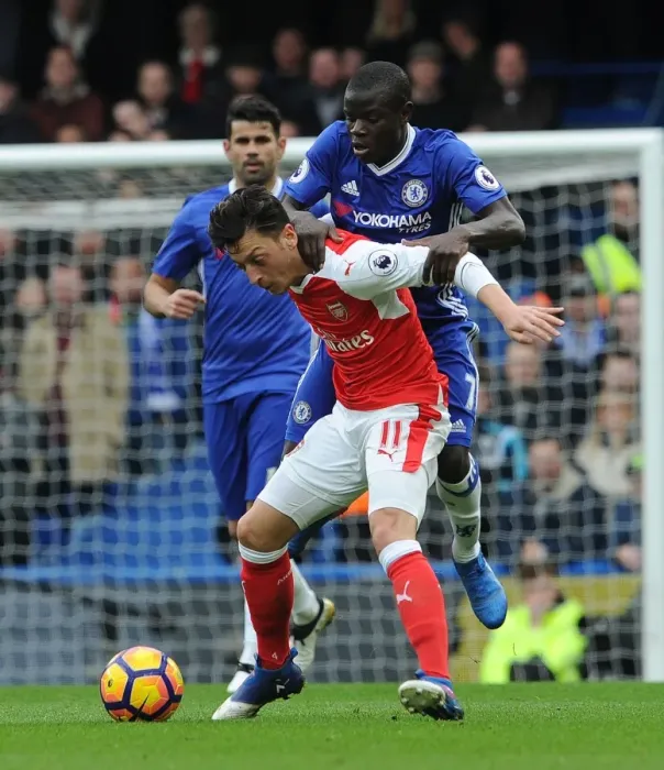 Framed Print : Mesut Ozil vs. N'Golo Kante: Battle at Stamford Bridge - Premier League Clash