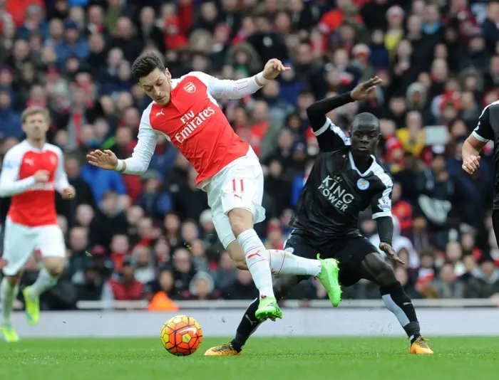 Framed Print : Mesut Ozil vs N'Golo Kante: A Premier League Showdown at Arsenal vs Leicester City