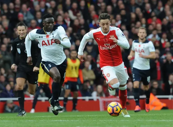 Framed Print : Mesut Ozil vs. Victor Wanyama: A Midfield Showdown in the Arsenal vs. Tottenham Rivalry (2016-17 Premier League)