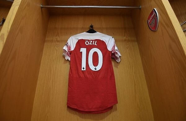 Mesut Ozil's Arsenal Shirt in the Changing Room before Arsenal v Crystal Palace Match