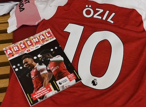 Mesut Ozil's Arsenal Shirt in Home Changing Room Before Arsenal vs. Chelsea (2018-19)