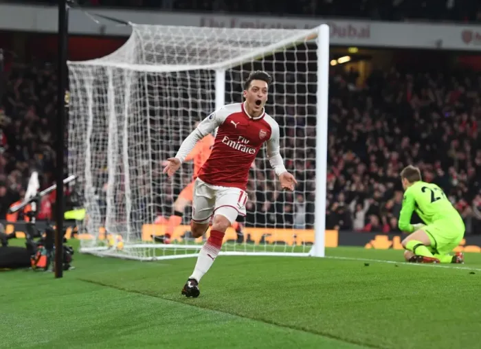 Framed Print : Mesut Ozil's Brilliant Hat-Trick: Arsenal vs. Liverpool (2017-18)