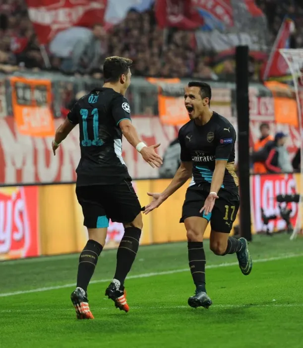 Framed Print : Mesut Ozil's Disallowed Goal: Bayern Munich vs. Arsenal, UEFA Champions League, 2015