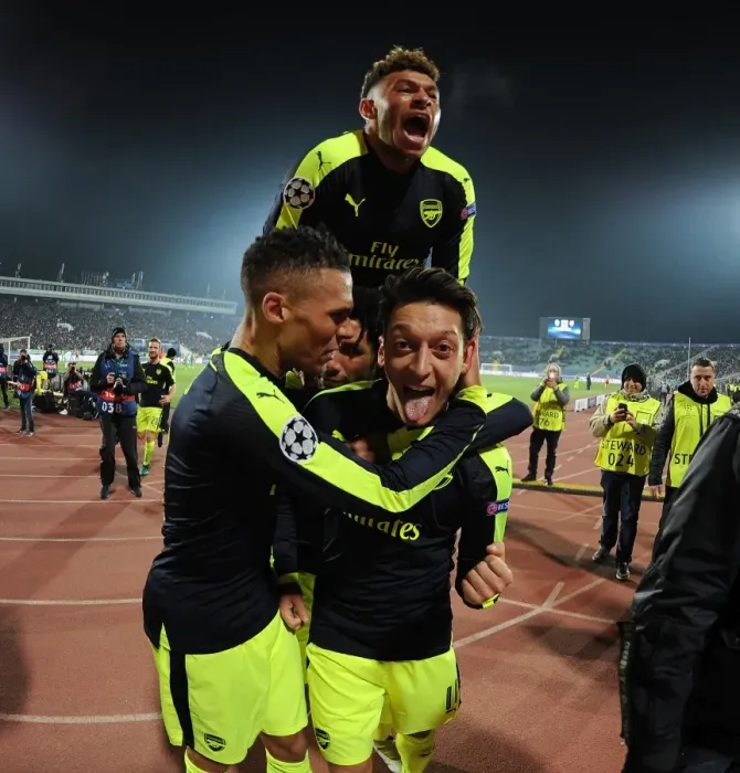 Framed Print : Mesut Ozil's Hat-Trick: Arsenal's Dominance Over Ludogorets Razgrad in 2016-17 UEFA Champions League Framed Print : Mesut Ozil's Hat-Trick: Arsenal's Dominance Over Ludogorets Razgrad in 2016-17 UEFA Champions League