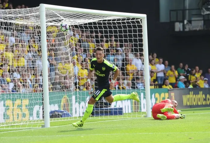 Framed Print : Mesut Ozil's Hat-Trick: Arsenal's Victory over Watford (2016-17)
