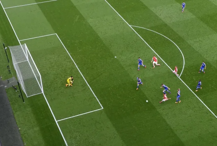 Framed Print : Mesut Ozil's Thrilling Breakthrough: Arsenal vs. Chelsea, Premier League 2014 / 15