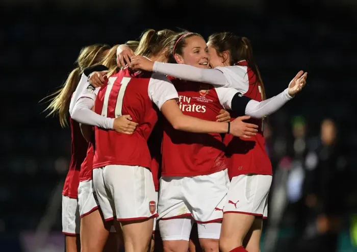 Framed Print : Miedema and Little's Euphoric Goal Celebration: Arsenal Women Clinch Continental Cup Final Against Manchester City Framed Print : Miedema and Little's Euphoric Goal Celebration: Arsenal Women Clinch Continental Cup Final Against Manchester City