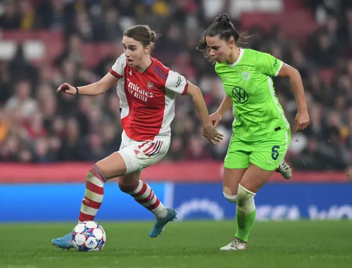 Framed Print : Miedema vs. Oberdorf: A Star-Studded Clash in Arsenal's UEFA Women's Champions League Quarterfinals Framed Print : Miedema vs. Oberdorf: A Star-Studded Clash in Arsenal's UEFA Women's Champions League Quarterfinals