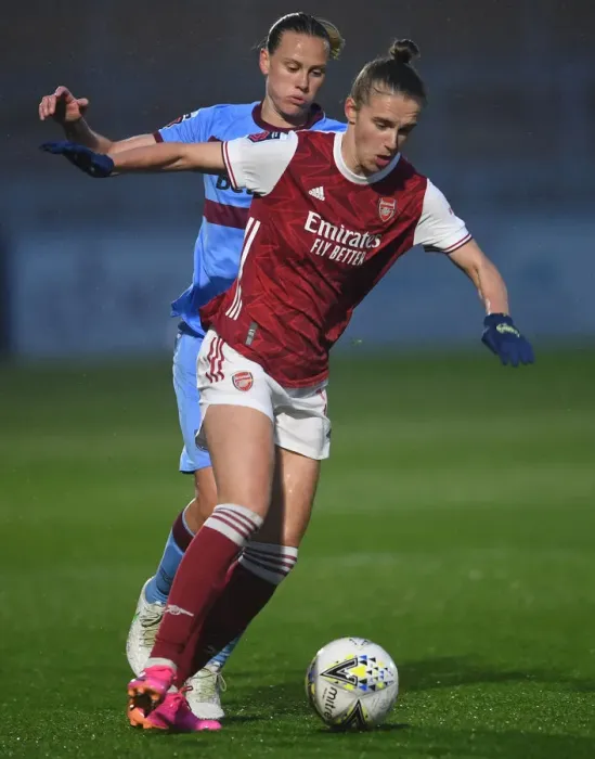 Framed Print : Miedema vs. Van Egmond: A Riveting Showdown at Empty Meadow Park - Arsenal Women vs. West Ham United Women, FA WSL 2021