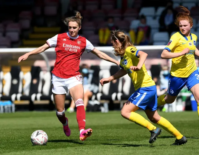 Framed Print : Miedema vs Whelan: A Rivalry Unfolds at Empty Meadow Park - Arsenal Women vs Brighton & Hove Albion