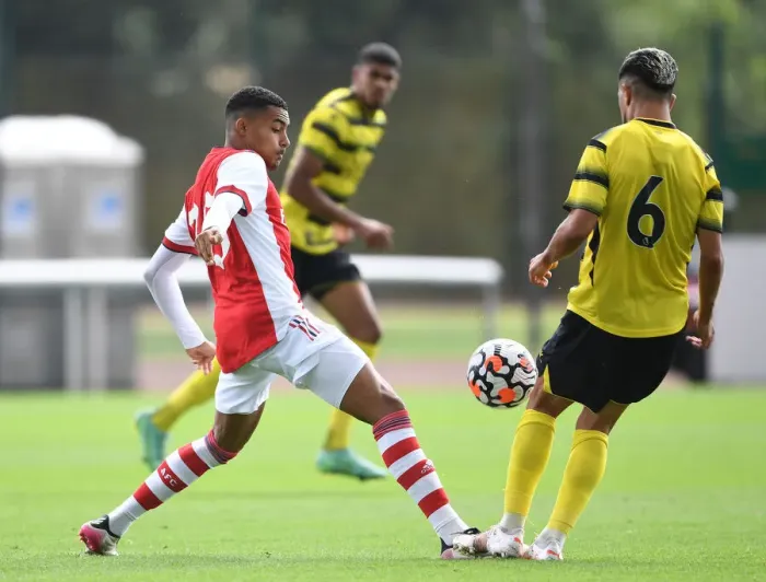 Framed Print : Miguel Azeez Shines: Arsenal's Pre-Season Triumph Over Watford