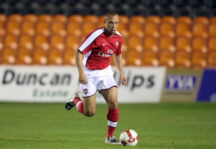 Framed Print : Mikael Silvestre in Action: Arsenal's Dominant Performance Against Stoke City Reserves (6-10-08) Framed Print : Mikael Silvestre in Action: Arsenal's Dominant Performance Against Stoke City Reserves (6-10-08)