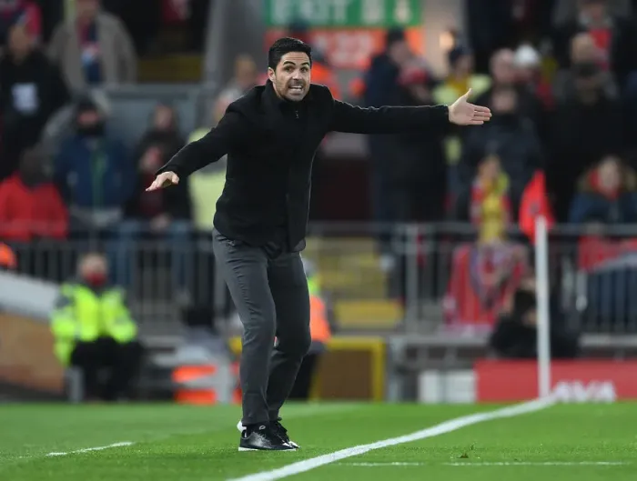 Framed Print : Mikel Arteta at Anfield: Liverpool vs Arsenal, Premier League 2021-22 Framed Print : Mikel Arteta at Anfield: Liverpool vs Arsenal, Premier League 2021-22