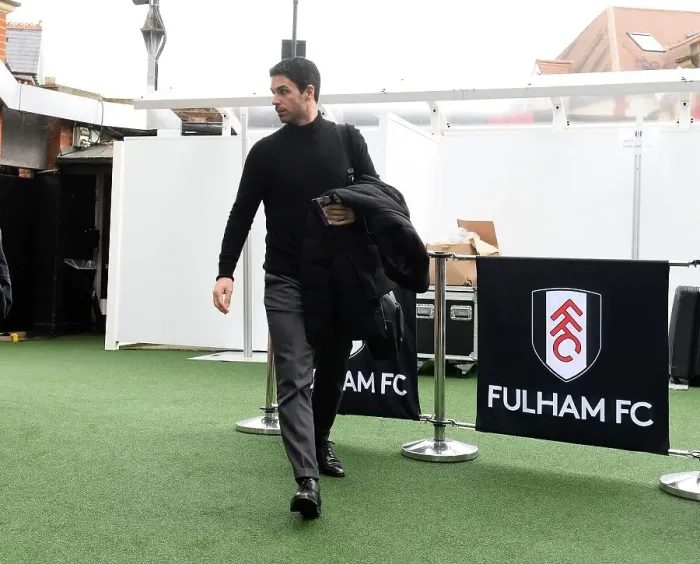 Framed Print : Mikel Arteta Before Arsenal's Clash Against Fulham in Premier League, London 2023 Framed Print : Mikel Arteta Before Arsenal's Clash Against Fulham in Premier League, London 2023