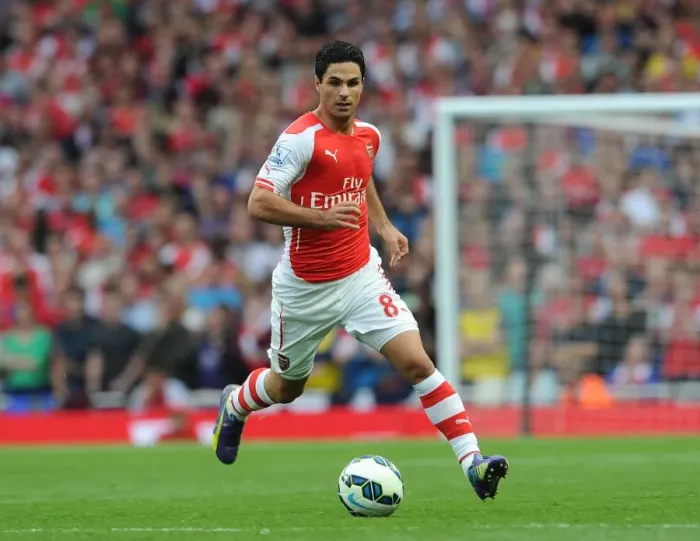 Framed Print : Mikel Arteta: Arsenal's Focused Leader Amidst the Intense Arsenal vs. Tottenham Rivalry (2014-15) Framed Print : Mikel Arteta: Arsenal's Focused Leader Amidst the Intense Arsenal vs. Tottenham Rivalry (2014-15)