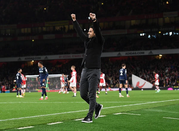 Mikel Arteta Celebrates Arsenal's Premier League Victory over Aston Villa