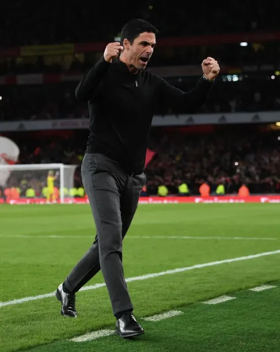 Framed Print : Mikel Arteta Celebrates Arsenal's Victory Over Liverpool in the 2022-23 Premier League Framed Print : Mikel Arteta Celebrates Arsenal's Victory Over Liverpool in the 2022-23 Premier League