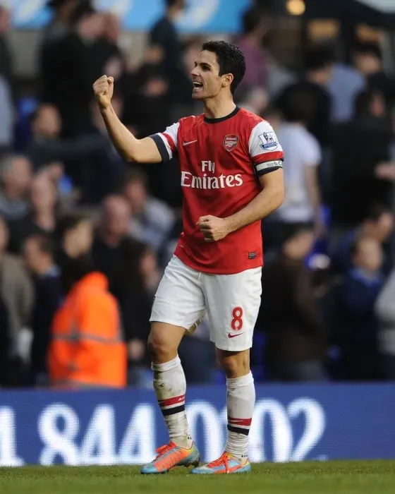 Framed Print : Mikel Arteta Celebrates Arsenal's Victory over Tottenham Hotspur in the Premier League, 2014