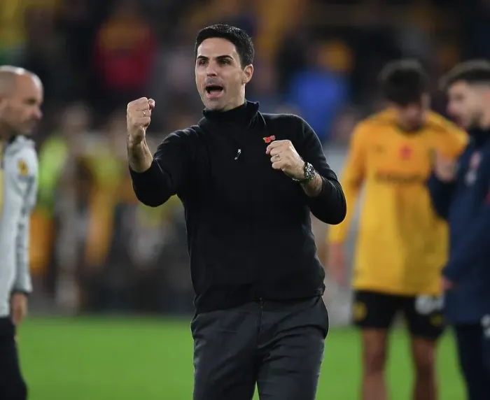 Framed Print : Mikel Arteta Celebrates Arsenal's Victory over Wolverhampton Wanderers in the 2022-23 Premier League Framed Print : Mikel Arteta Celebrates Arsenal's Victory over Wolverhampton Wanderers in the 2022-23 Premier League