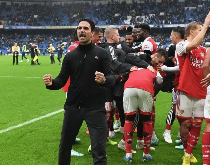 Framed Print : Mikel Arteta Celebrates Arsenal's Win Against Chelsea in the Premier League, London 2022