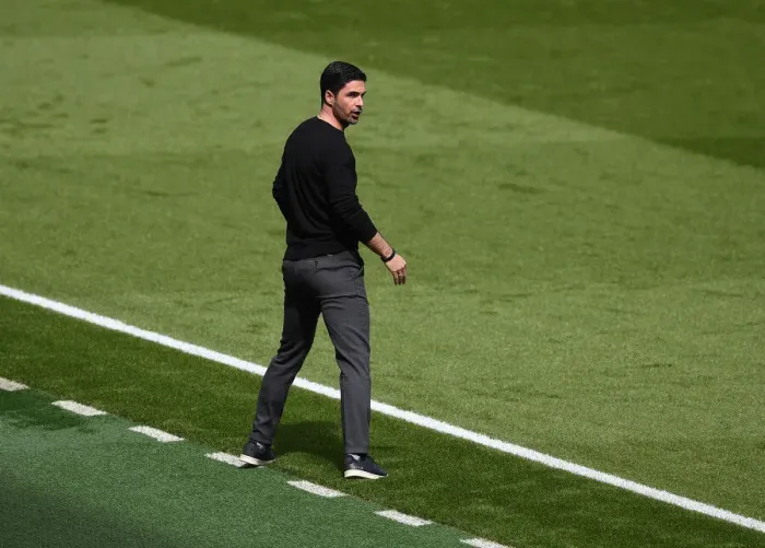 Framed Print : Mikel Arteta at Emirates Stadium: Arsenal's Behind-Closed-Doors Battle against Fulham, 2021-22 Premier League