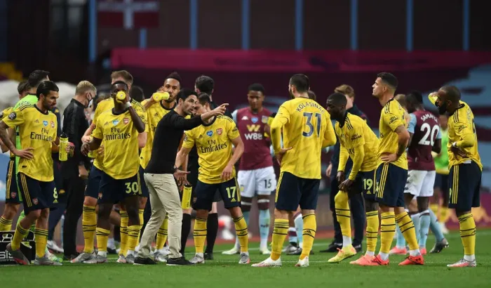Framed Print : Mikel Arteta Gives Strategic Instructions to Arsenal Team during Aston Villa vs Arsenal Match (July 2020) Framed Print : Mikel Arteta Gives Strategic Instructions to Arsenal Team during Aston Villa vs Arsenal Match (July 2020)