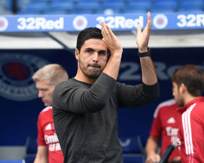 Framed Print : Mikel Arteta at Ibrox: Arsenal's Pre-Season Clash with Rangers, Glasgow 2021