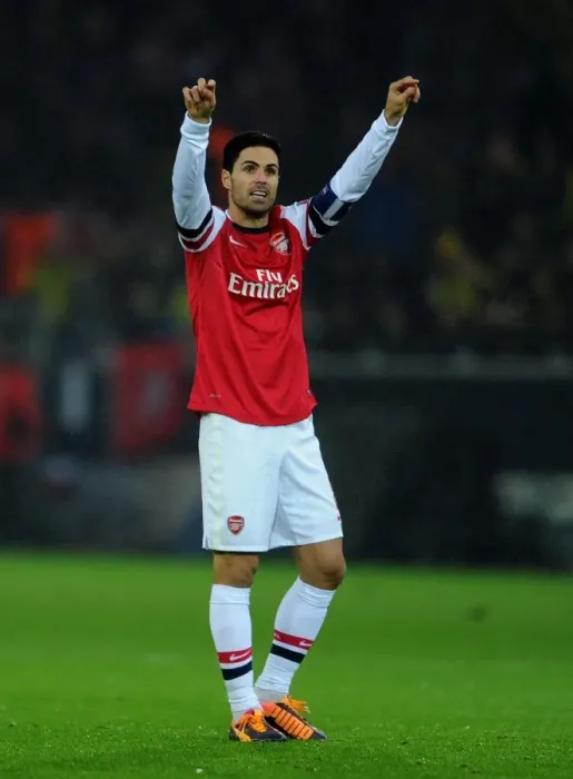 Framed Print : Mikel Arteta Leads Arsenal in Borussia Dortmund Showdown, UEFA Champions League 2013-14 Framed Print : Mikel Arteta Leads Arsenal in Borussia Dortmund Showdown, UEFA Champions League 2013-14