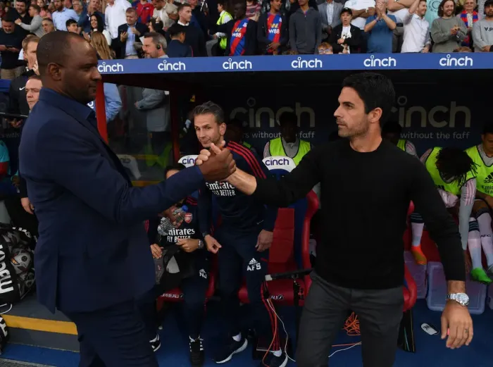 Framed Print : Mikel Arteta and Patrick Vieira Face Off: Crystal Palace vs. Arsenal FC - Premier League 2022-23
