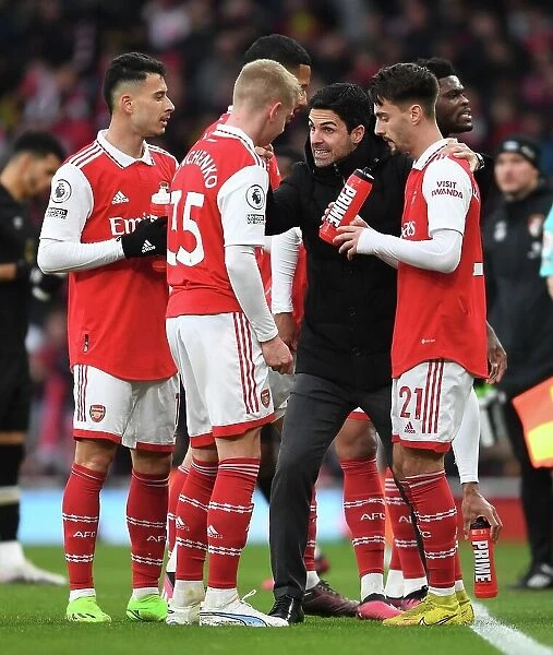 Mikel Arteta Rallies Arsenal: Intense Moments on the Touchline during Arsenal vs AFC Bournemouth, 2022-23