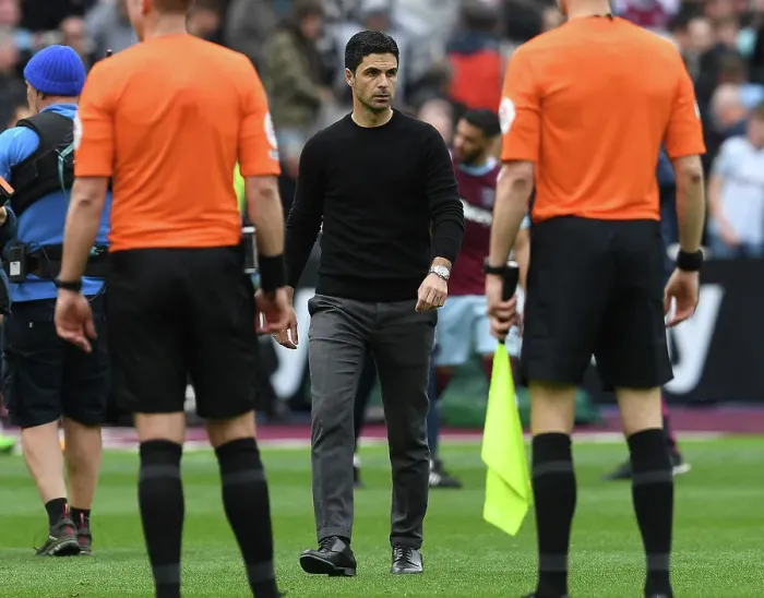 Framed Print : Mikel Arteta Reacts After Arsenal's Win Against West Ham United in Premier League