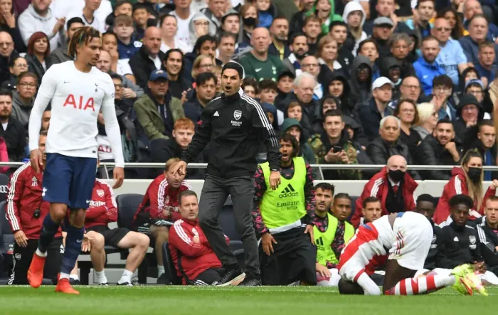 Framed Print : Mikel Arteta Reacts to Foul by Dele Alli: Tottenham vs. Arsenal, 2021-22 Season Framed Print : Mikel Arteta Reacts to Foul by Dele Alli: Tottenham vs. Arsenal, 2021-22 Season