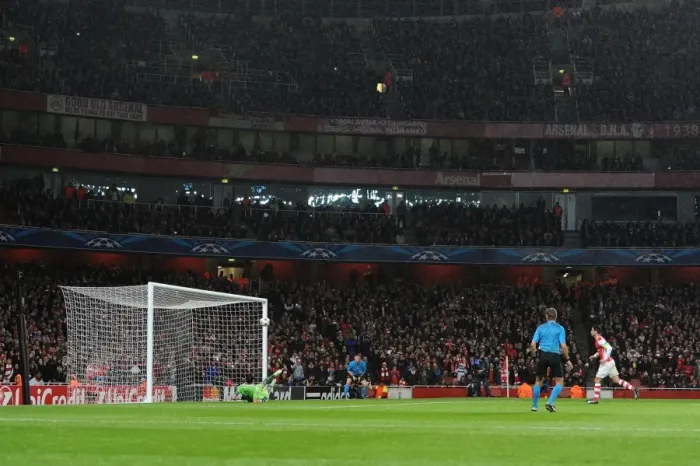 Framed Print : Mikel Arteta Scores Penalty: Arsenal FC vs RSC Anderlecht, UEFA Champions League, 2014