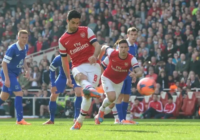 Framed Print : Mikel Arteta Scores Penalty: Arsenal vs Everton, FA Cup Quarter-Final 2014 Framed Print : Mikel Arteta Scores Penalty: Arsenal vs Everton, FA Cup Quarter-Final 2014
