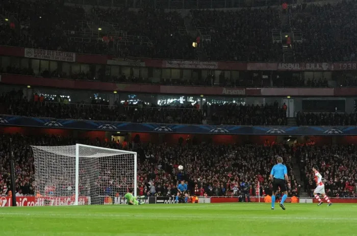 Framed Print : Mikel Arteta Scores Penalty Against Silvio Proto: Arsenal FC vs RSC Anderlecht, UEFA Champions League, 2014 Framed Print : Mikel Arteta Scores Penalty Against Silvio Proto: Arsenal FC vs RSC Anderlecht, UEFA Champions League, 2014