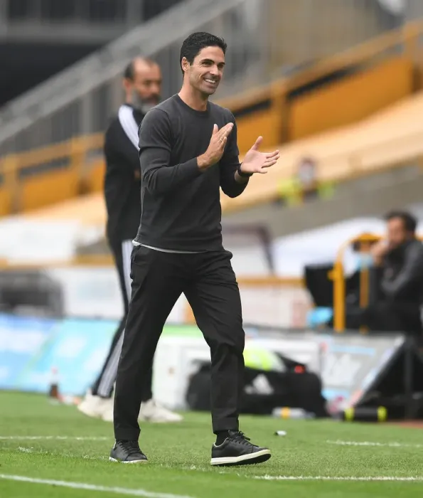 Framed Print : Mikel Arteta at Wolverhampton Wanderers vs Arsenal FC, Premier League 2019-2020
