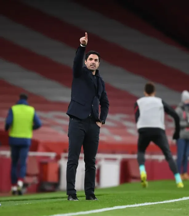 Framed Print : Mikel Arteta's Empty-Seat Showdown: Arsenal vs Liverpool (2020-21)