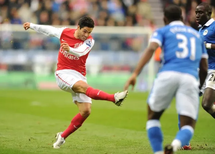 Framed Print : Mikel Arteta's Historic Goal: Wigan Athletic vs. Arsenal, Premier League 2011-12