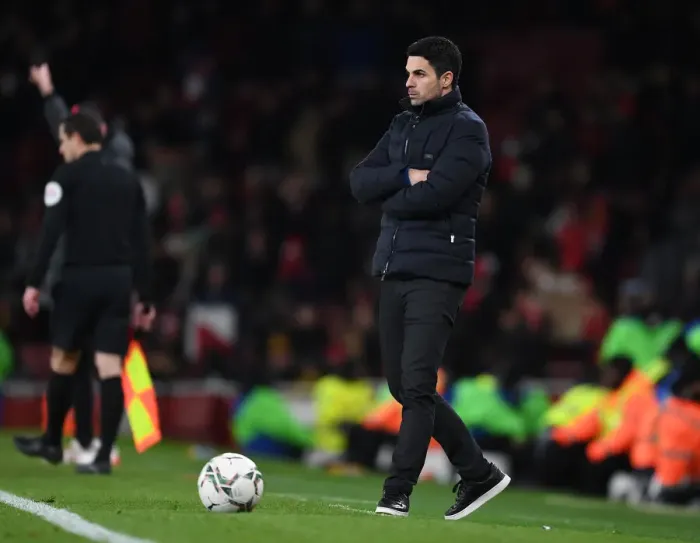 Framed Print : Mikel Arteta's Intense Focus: Arsenal vs. Liverpool Carabao Cup Showdown Framed Print : Mikel Arteta's Intense Focus: Arsenal vs. Liverpool Carabao Cup Showdown