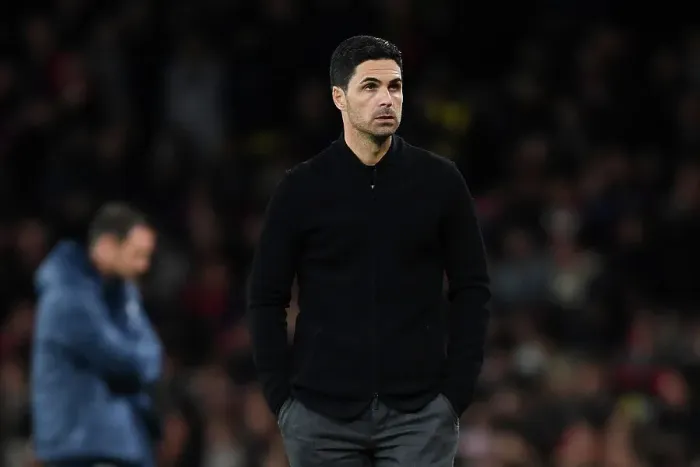 Framed Print : Mikel Arteta's Intense Focus: Arsenal vs. Chelsea - The Premier League Showdown at Emirates Stadium (2022-23)
