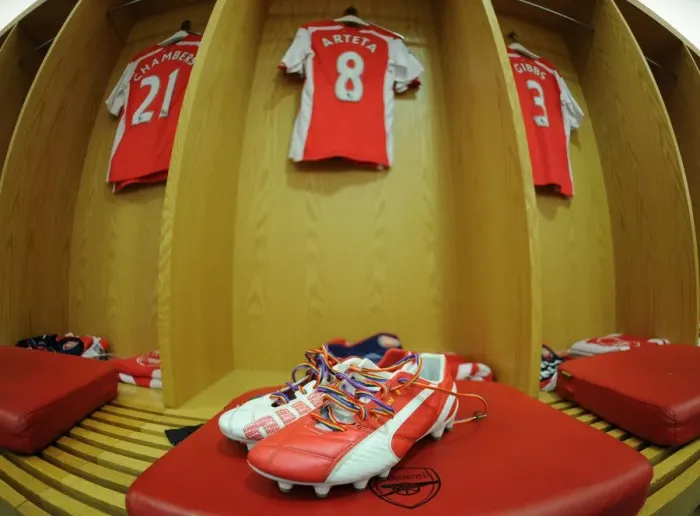 Framed Print : Mikel Arteta's Rainbow Laces: Arsenal vs Manchester City, Premier League 2014-15