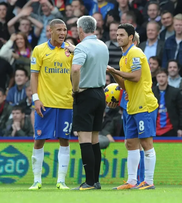 Framed Print : Mikel Arteta's Red Card: A Turning Point in Crystal Palace vs. Arsenal (2013-14)