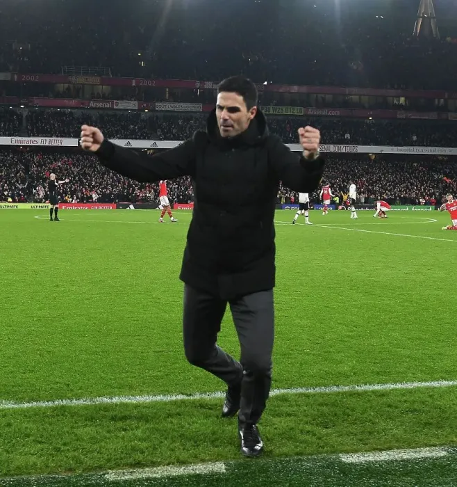 Framed Print : Mikel Arteta's Triumph: Arsenal's Epic Victory Over Manchester United in the Premier League Framed Print : Mikel Arteta's Triumph: Arsenal's Epic Victory Over Manchester United in the Premier League