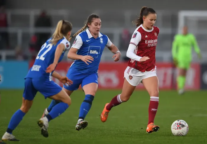 Framed Print : Milana Gladjić in Action: Arsenal Women vs. Birmingham City Women, Barclays FA WSL, December 2020