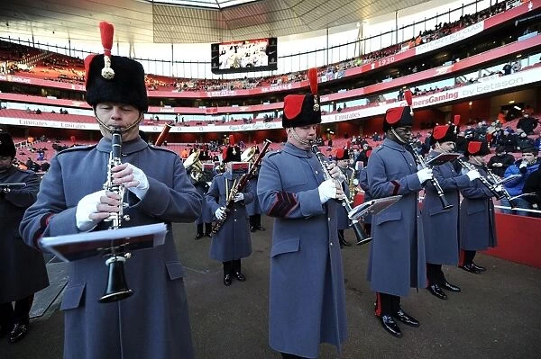 Military Band Salutes at Arsenal vs. Everton Premier League Match, 2011