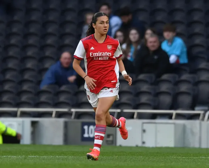 Framed Print : MIND Series: Halle Houssein of Arsenal Faces Off Against Tottenham Hotspur Women