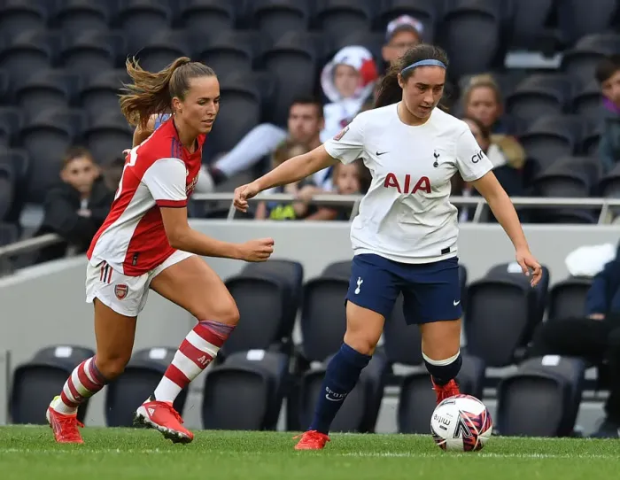 Framed Print : MIND Series: Lia Walti of Arsenal Closes Down Silvana Flores of Tottenham in Intense Women's Football Match Framed Print : MIND Series: Lia Walti of Arsenal Closes Down Silvana Flores of Tottenham in Intense Women's Football Match