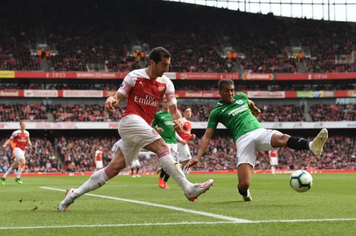 Framed Print : Mkhitaryan Faces Off Against Bernardo: Arsenal vs Brighton & Hove Albion, Premier League Framed Print : Mkhitaryan Faces Off Against Bernardo: Arsenal vs Brighton & Hove Albion, Premier League