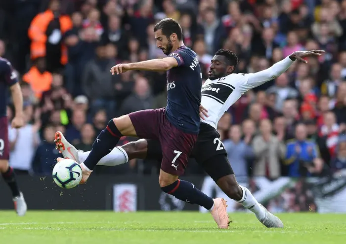 Framed Print : Mkhitaryan vs Anguissa: A Premier League Battle – Fulham vs Arsenal (2018-19)