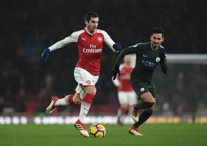 Framed Print : Mkhitaryan vs Gundogan: A Premier League Battle at the Emirates Framed Print : Mkhitaryan vs Gundogan: A Premier League Battle at the Emirates